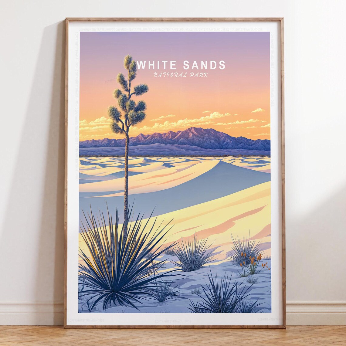 White Sands National Park Sunset Dunes Yucca Desert Travel Poster