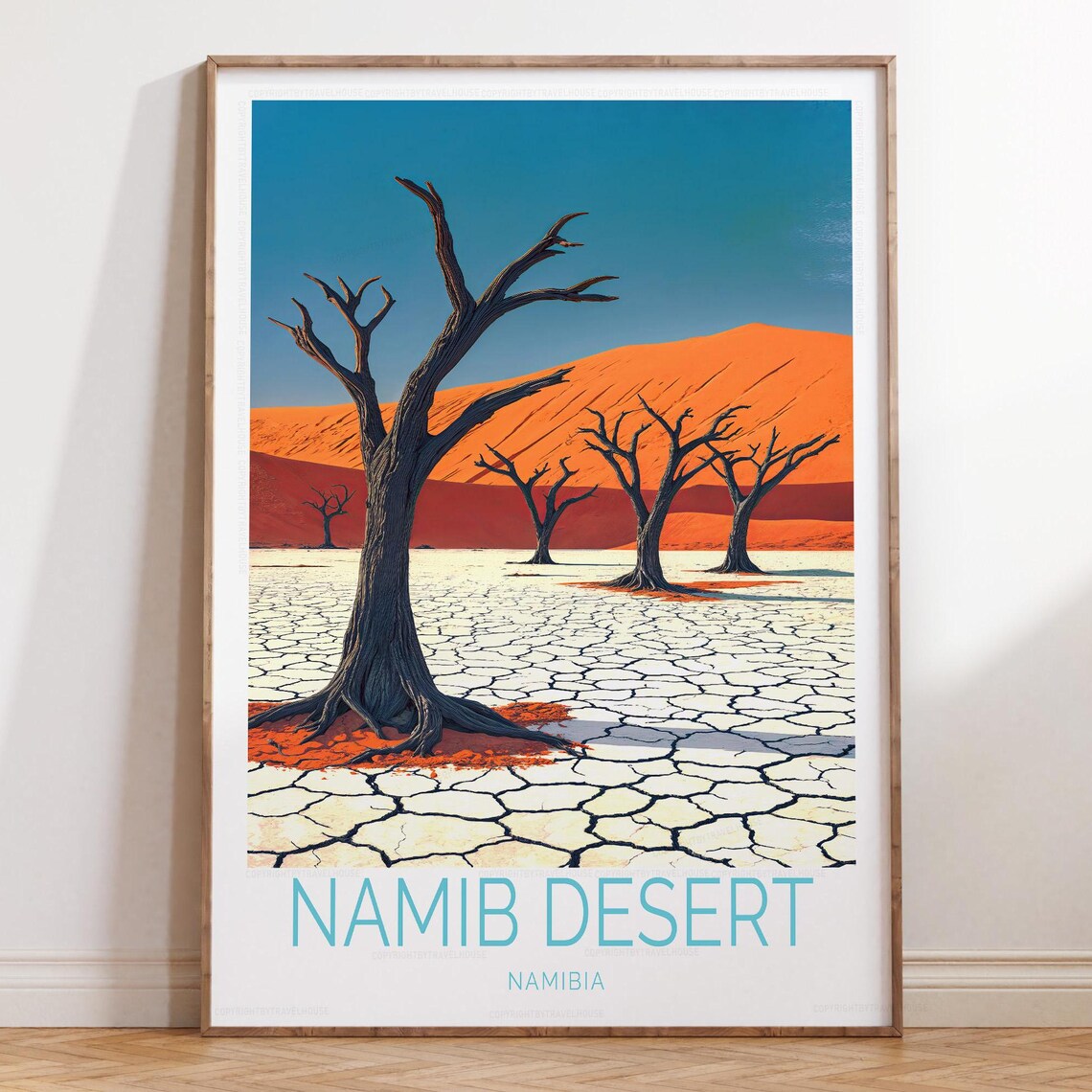 Namib Desert Deadvlei Camel Thorn Trees Red Sand Dune Travel Poster