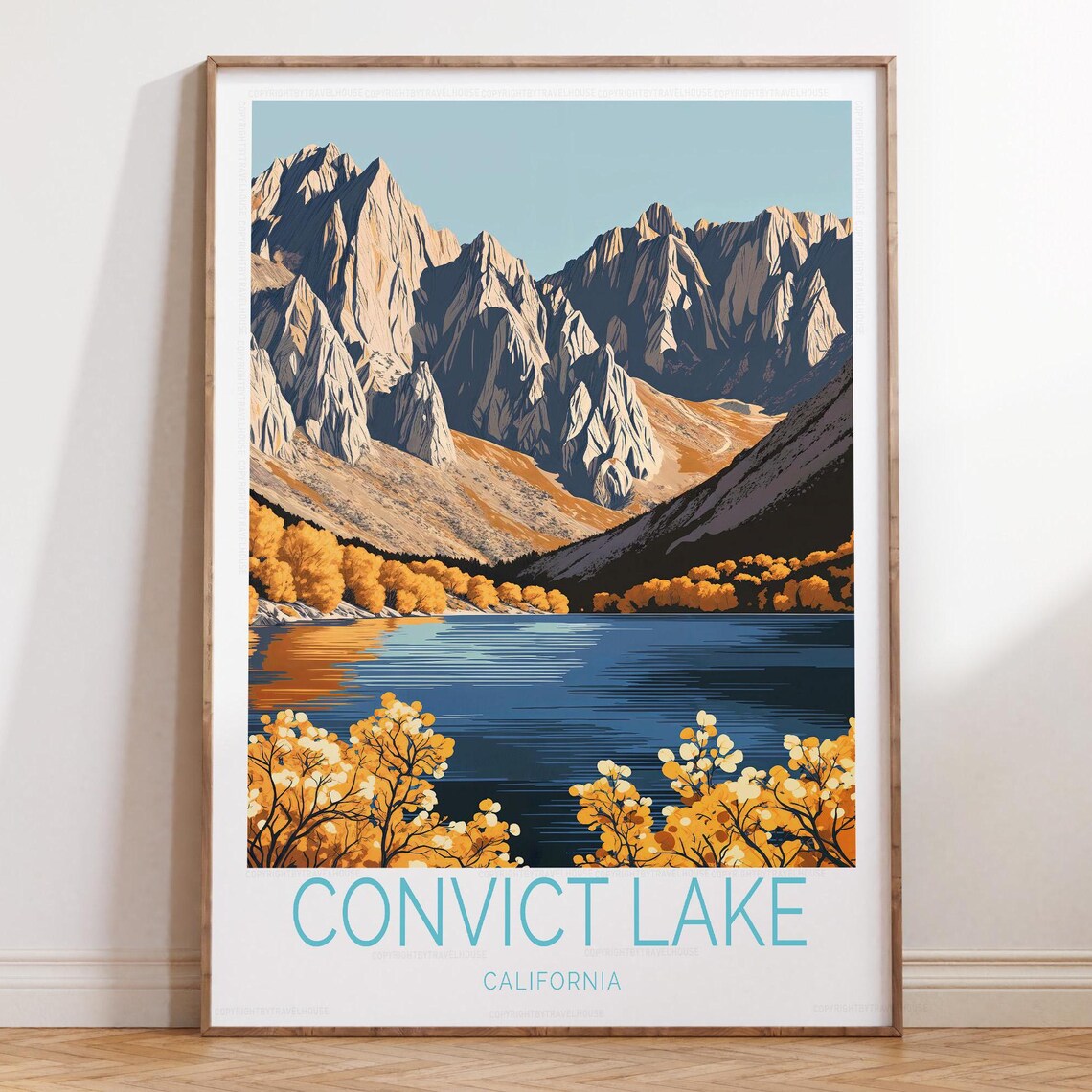 Convict Lake California Autumn Travel Poster Mountain Lake Art
