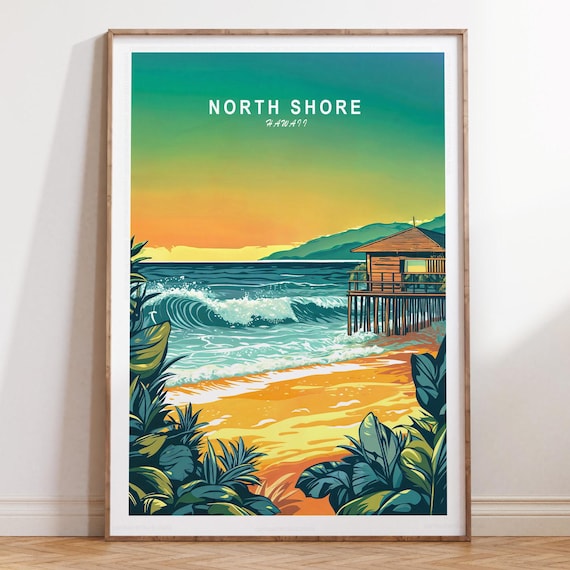 North Shore Hawaii Sunset Pier House Tropical Gradient Poster