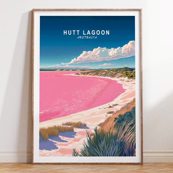 Hutt Lagoon Australia Travel Poster Wall Art Print Minimalist Home Decor Gifts