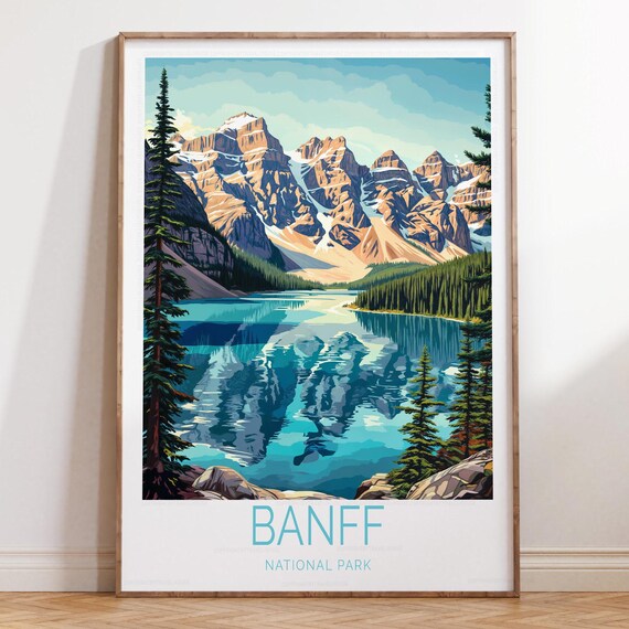 Banff National Park Canada Moraine Lake Ten Peaks Reflection Travel Poster