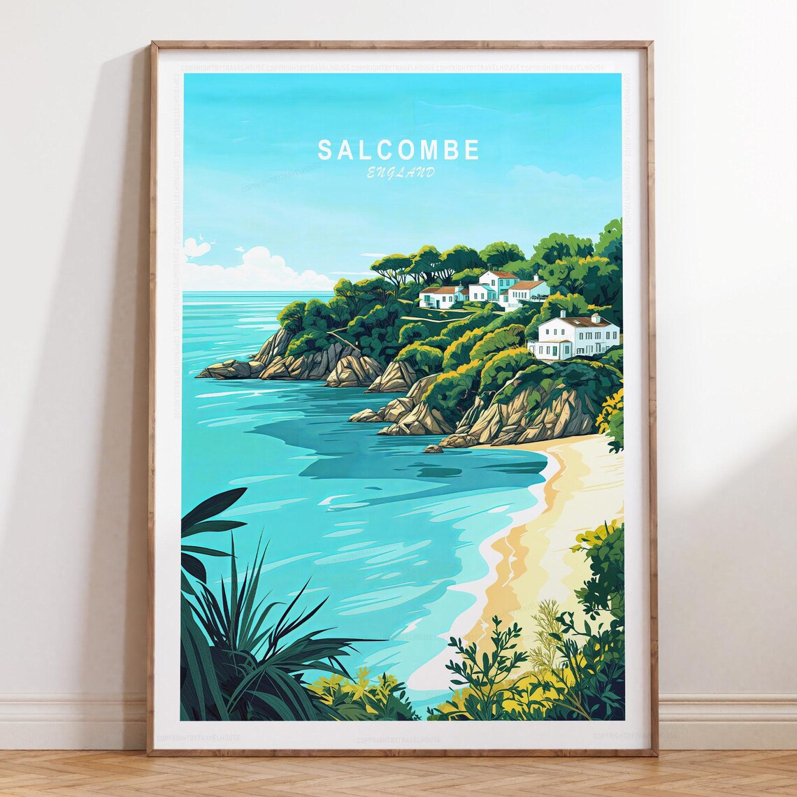 Salcombe England Turquoise Coast Cove And Beach Travel Poster