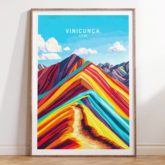Vinicunca Travel Poster Wall Art Print Peru Minimalist Personalised Gifts