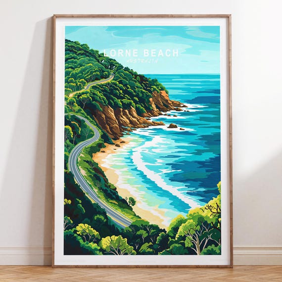 Lorne Beach Australia Travel Poster Wall Art Print Birthday Present Minimalist