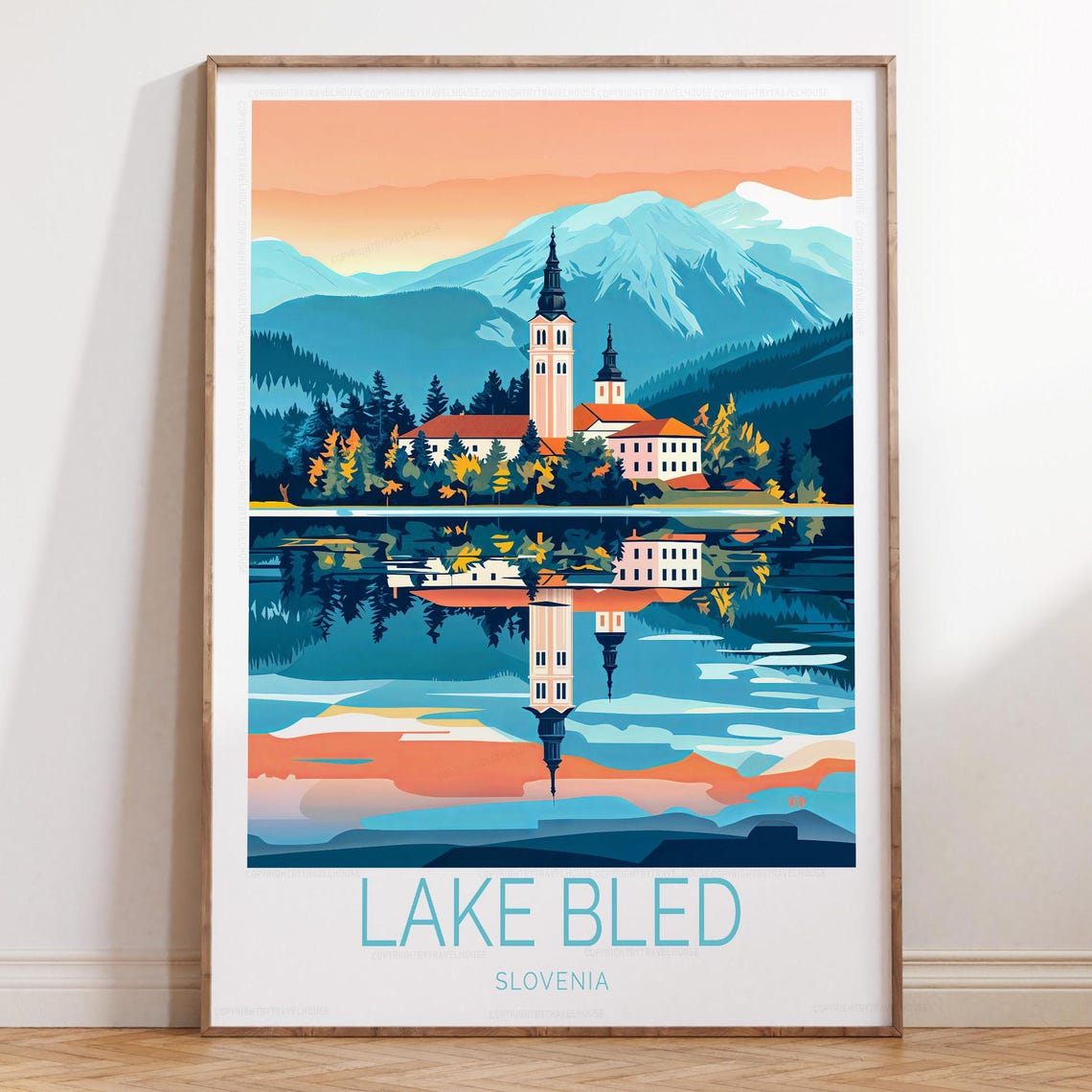 Lake Bled Slovenia Sunset Church Island Mirror Reflection Poster