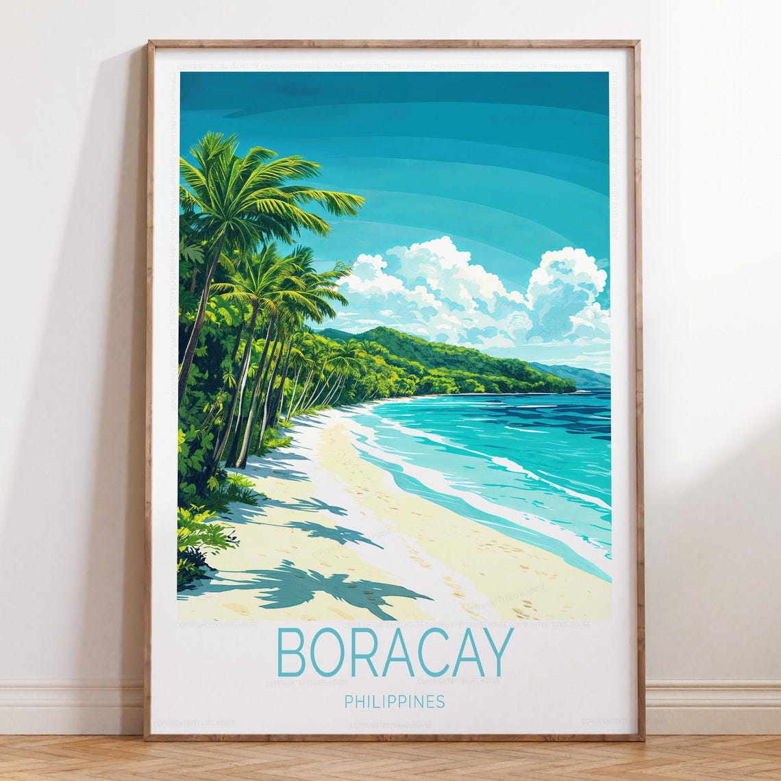 Boracay Philippines Palm Beach White Sand Tropical Travel Poster
