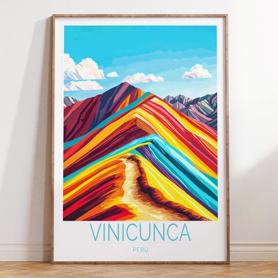 Vinicunca Peru Travel Poster Wall Art Print Custom Personalised Gifts