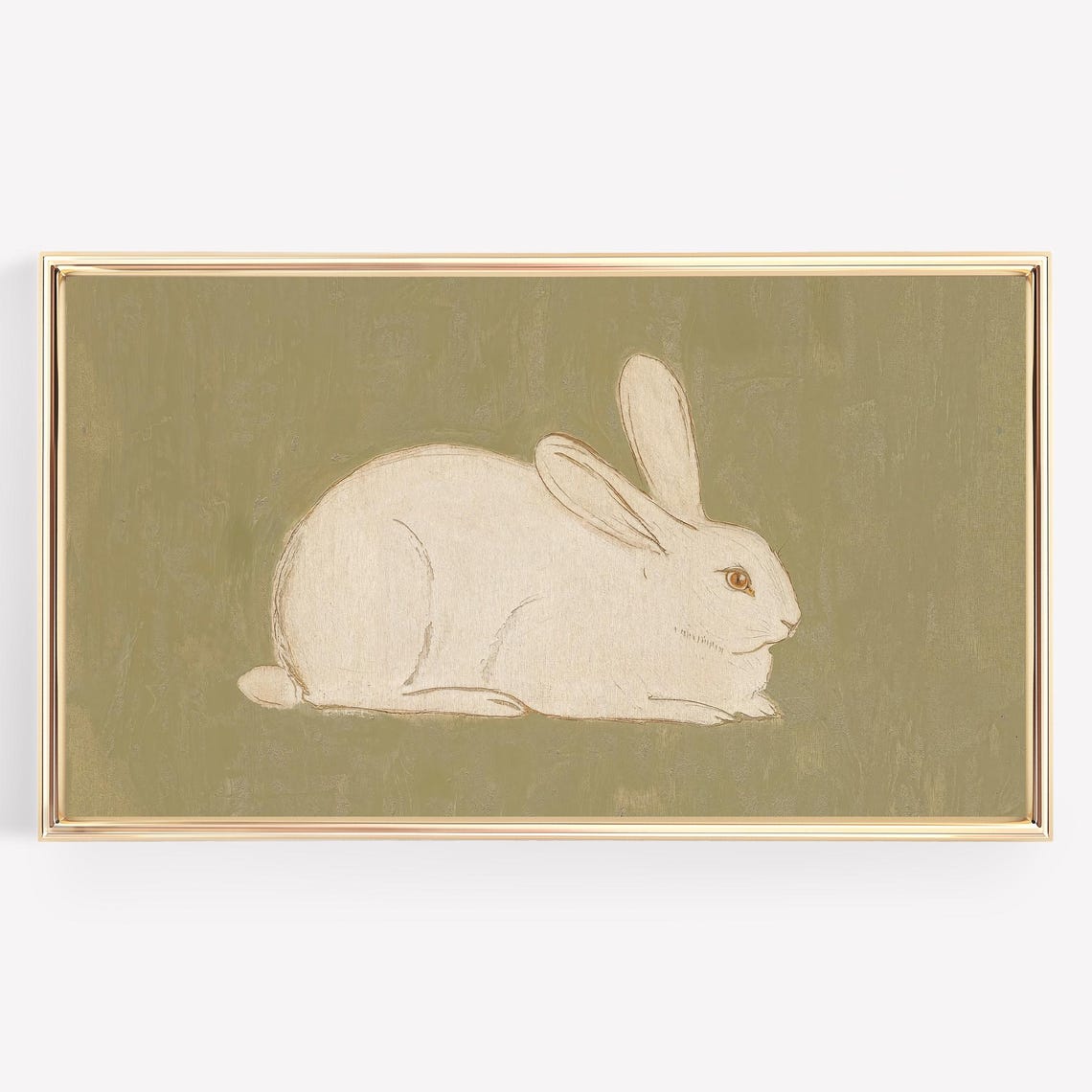 Frame TV Art White Bunny Rabbit Sage Green Modern Vintage Poster - Image 4