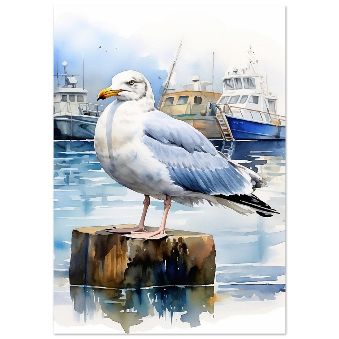 Seagull Watercolor Print, Modern Bird Art - Image 3