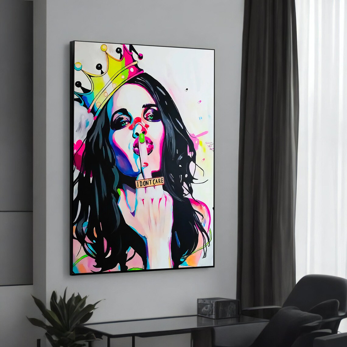 Bold Pop Art Woman With Crown, Statement Piece