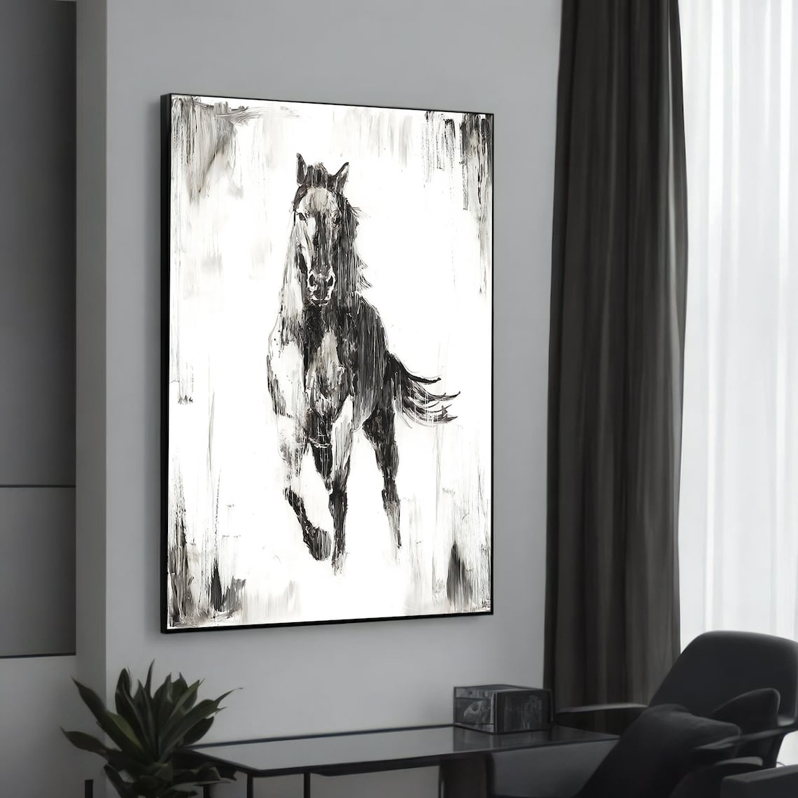 Galloping Horse Art Print, Modern Wall Decor