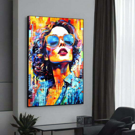 Vivid Modern Portrait Canvas Painting Colorful Abstract Art Unique Wall Gift Contemporary Home Decor