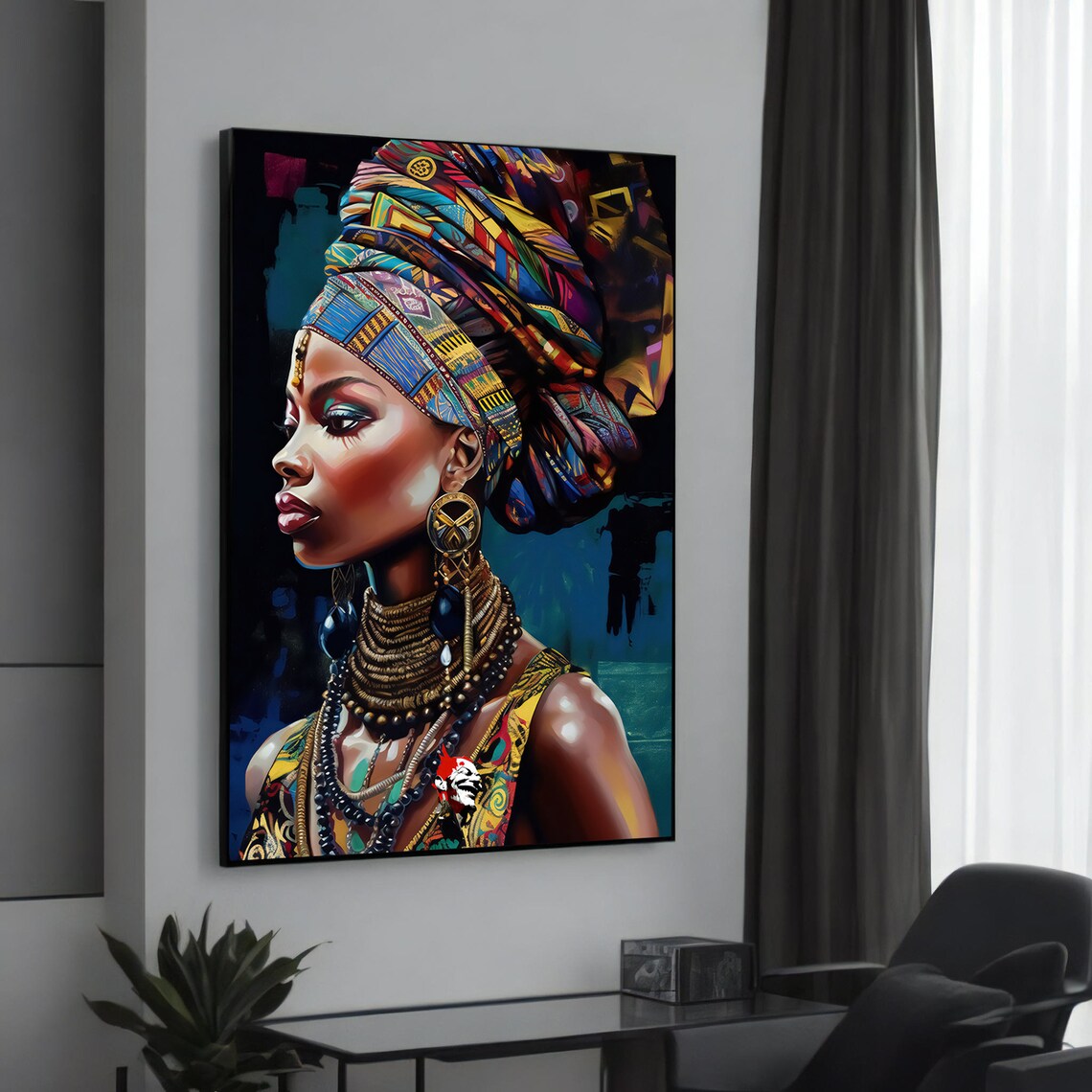 African Woman in Traditional Attire, Cultural Art Print