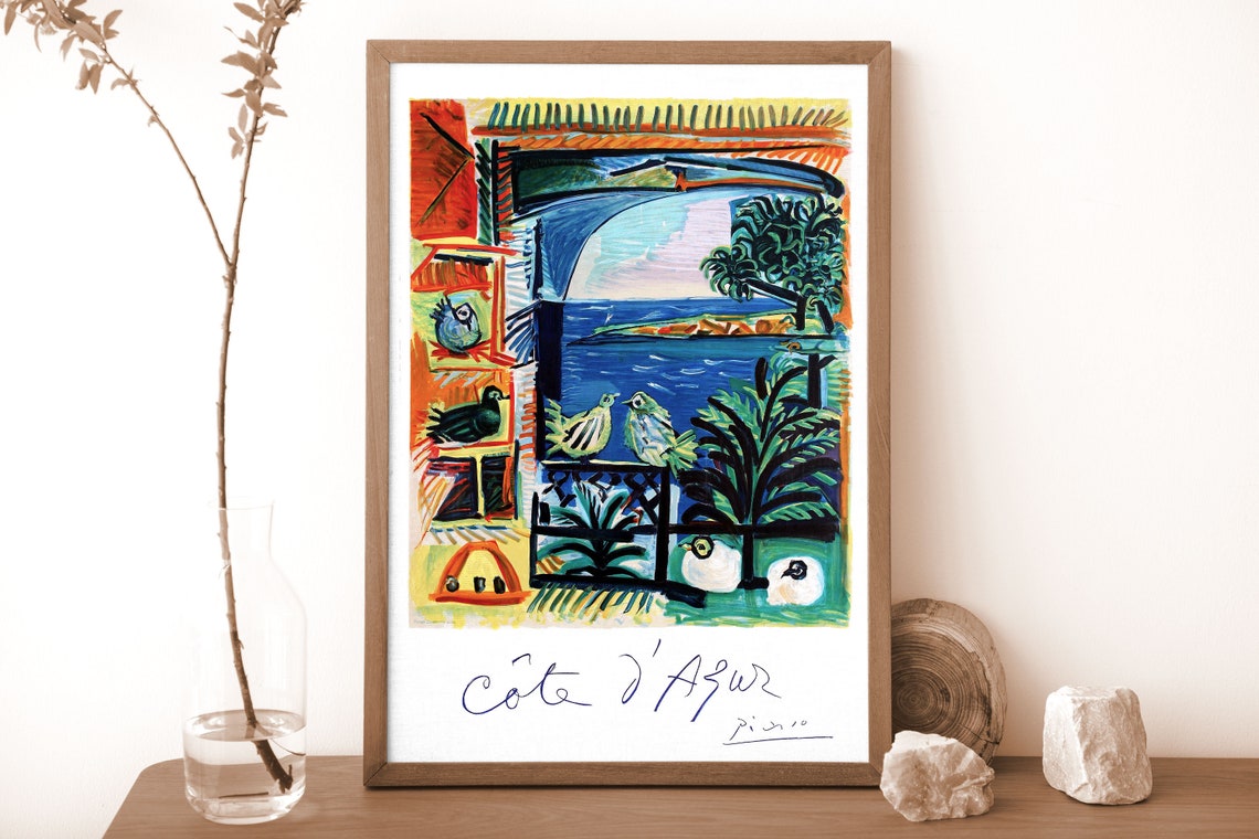 Picasso Cote d Azur Seaside Birds Colorful Cubist Gallery Art Print - Image 3