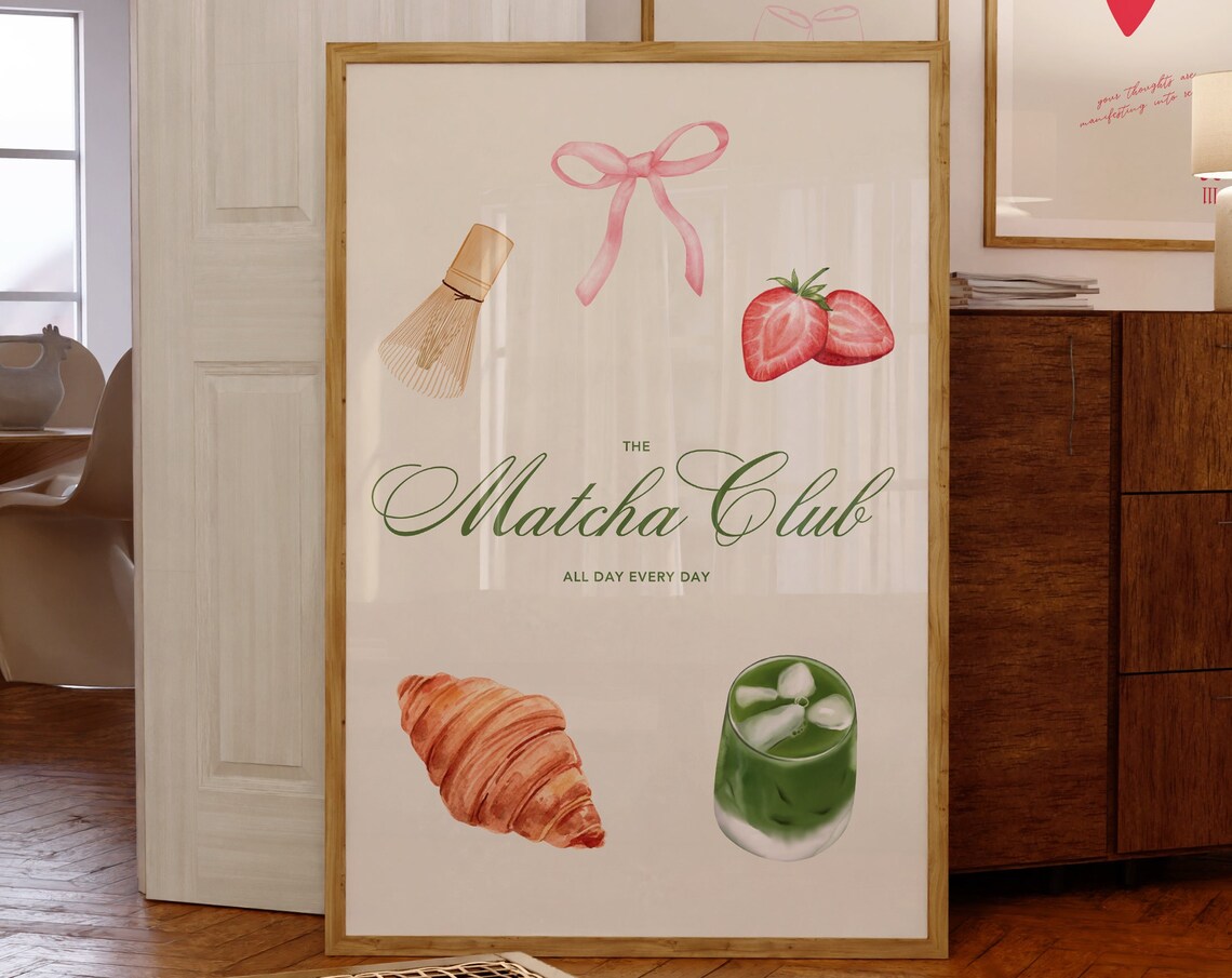 The Matcha Club, Cute Kitchen Wall Art Art Print