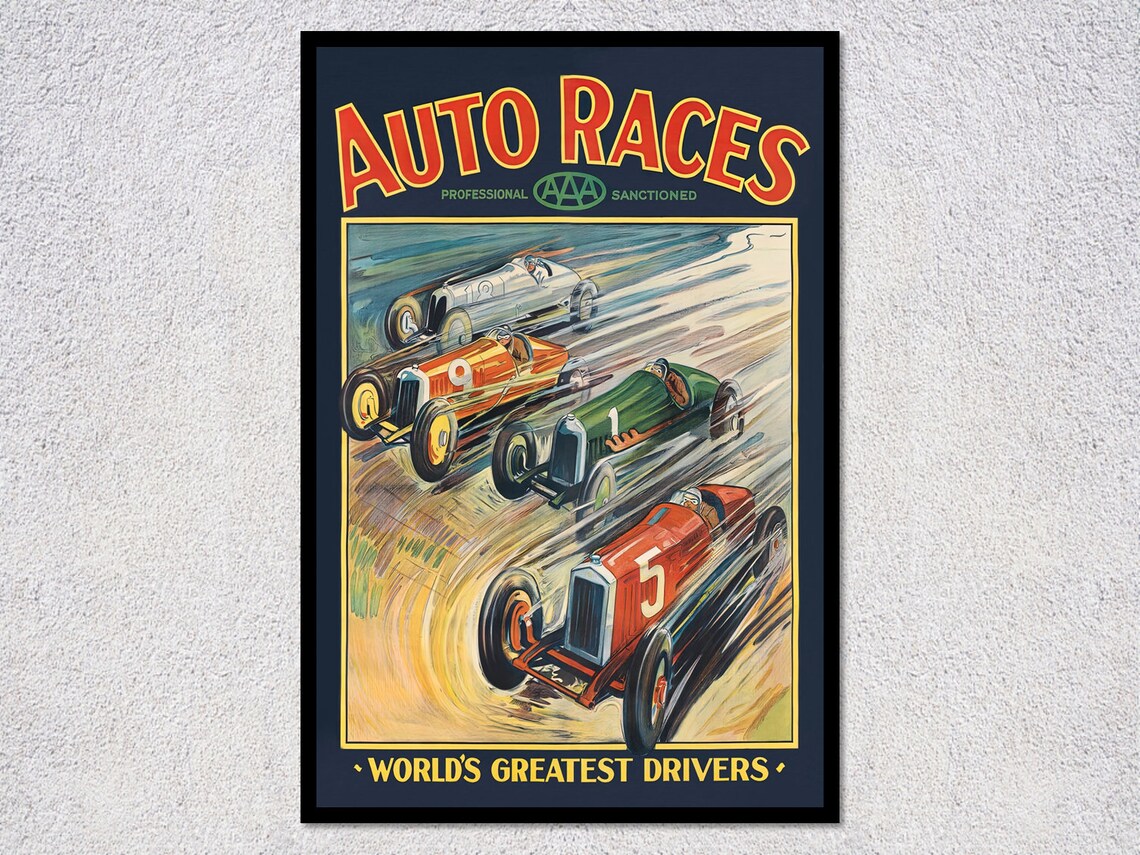 1920s Auto Races AAA Sanctioned Vintage Grand Prix Race Car Art Poster - Image 2