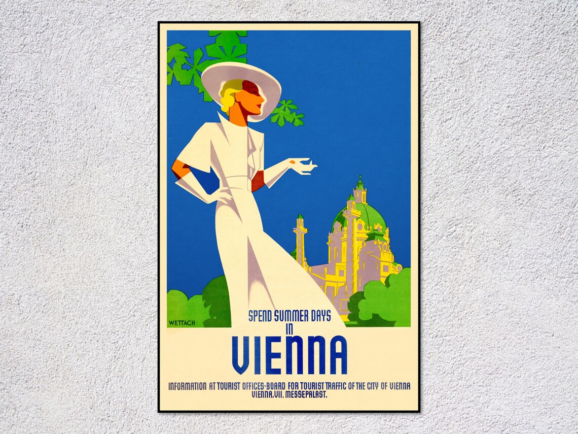 Spend Summer Days In Vienna Elegant Lady Church Scene Travel Poster