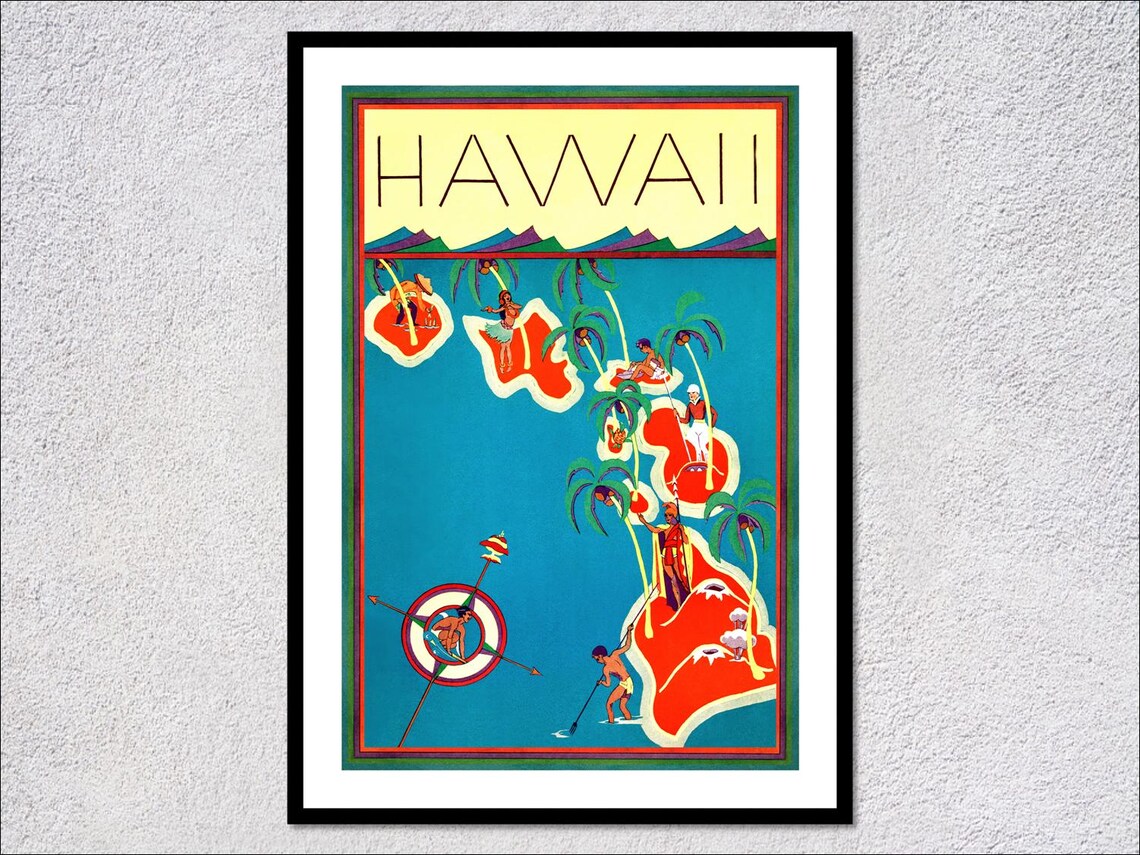 Hawaii Vintage Travel Poster, Mid-Century Tropical Island - Image 2