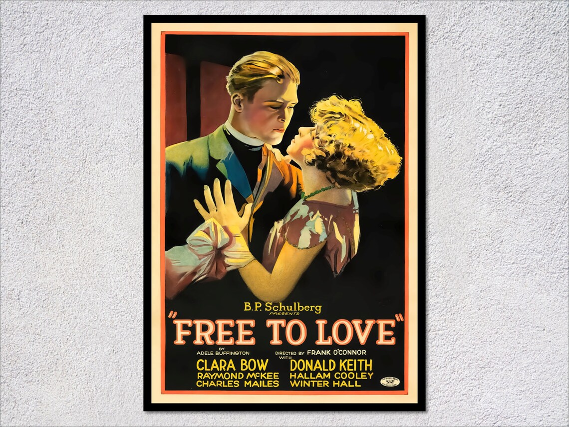 Free To Love Clara Bow Silent Film Classic Romance Movie Poster