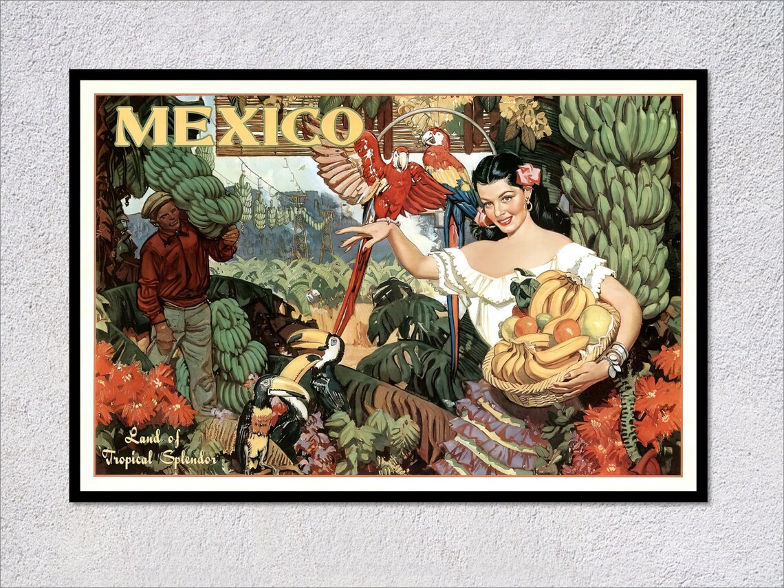 Mexico Vintage Travel Poster, Classic Mexican Tourism