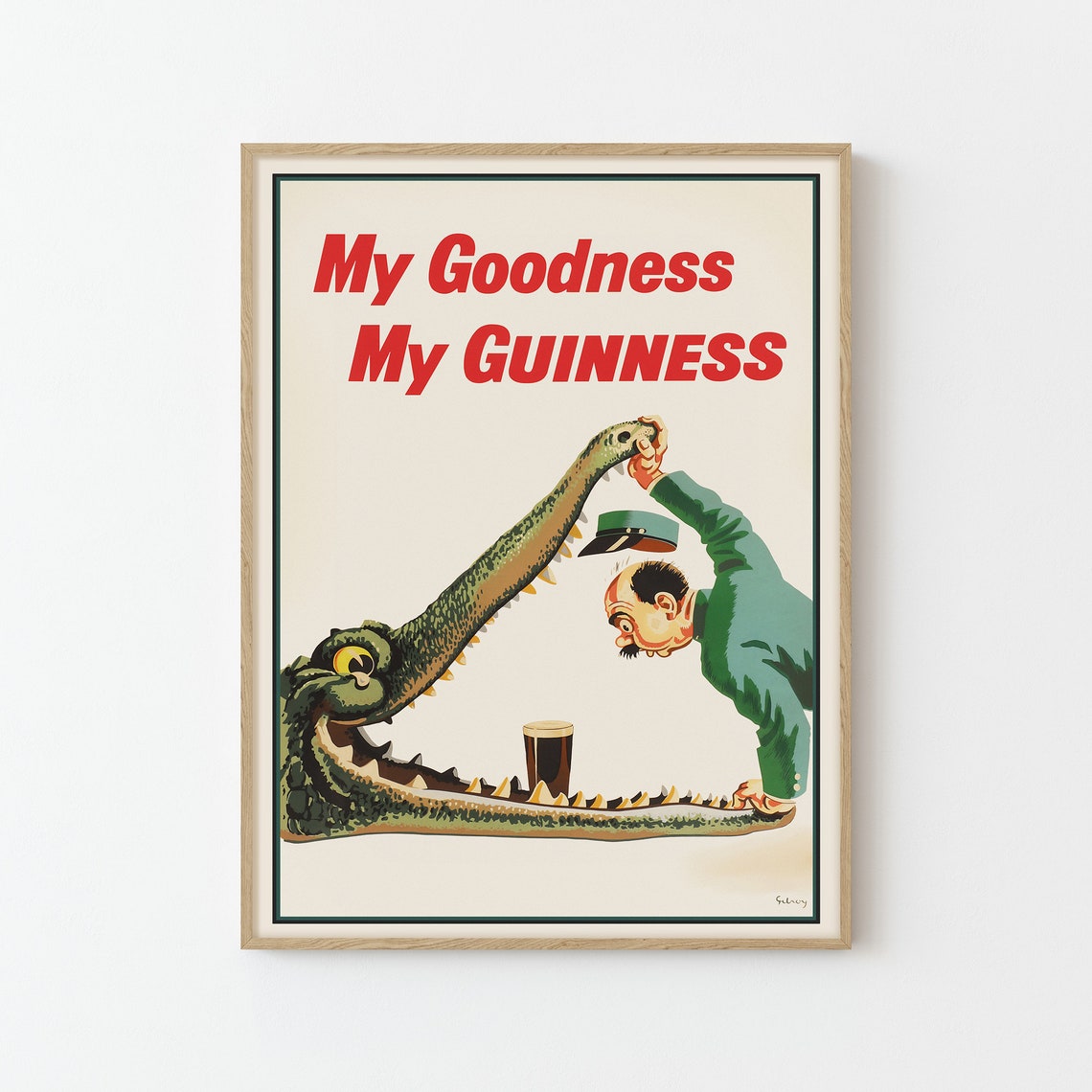 Guinness My Goodness Crocodile Vintage Beer Advertisement Poster