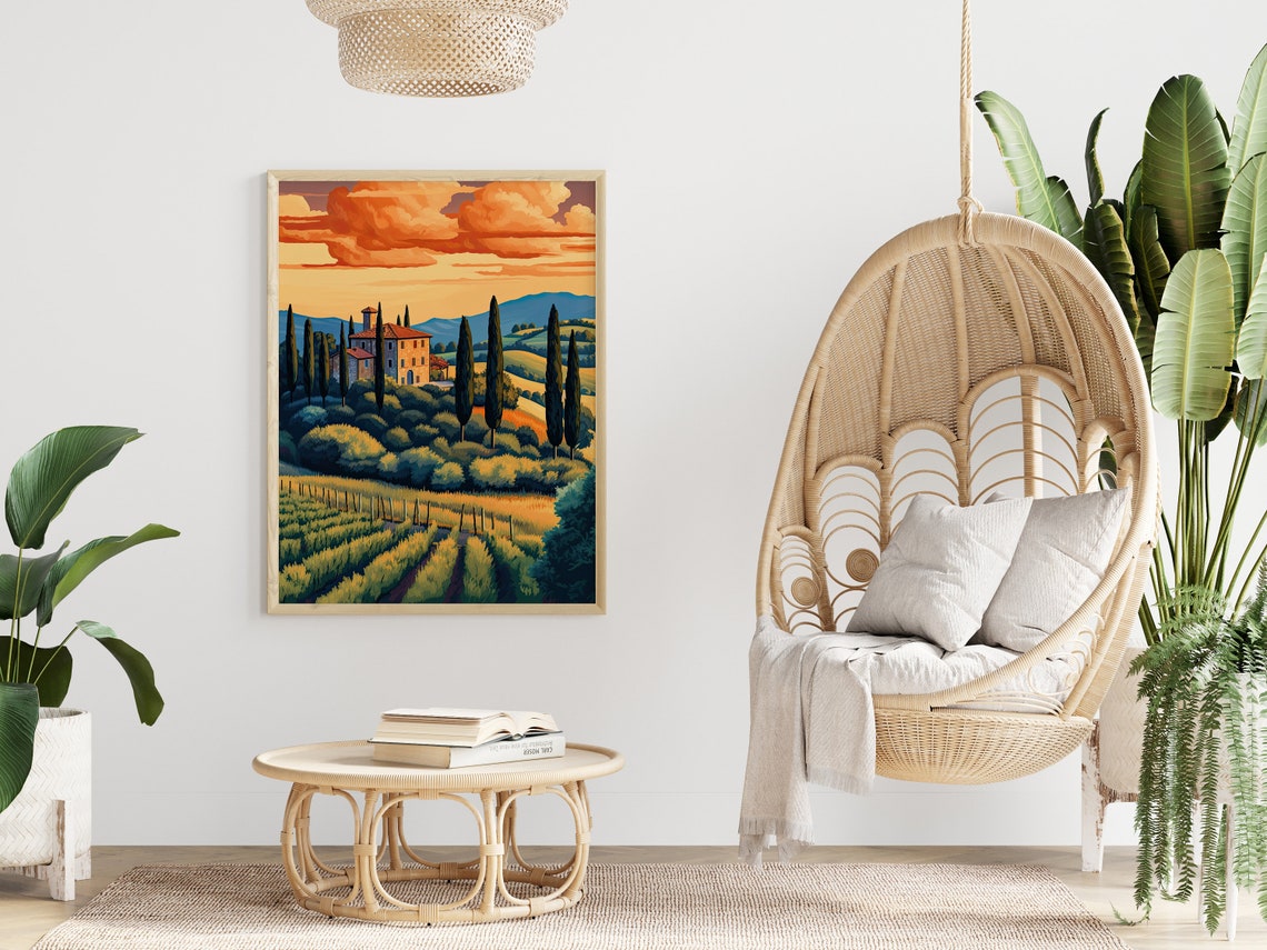 Tuscany Villa Sunset Cypress Trees Vineyard Evening Glow Poster - Image 4