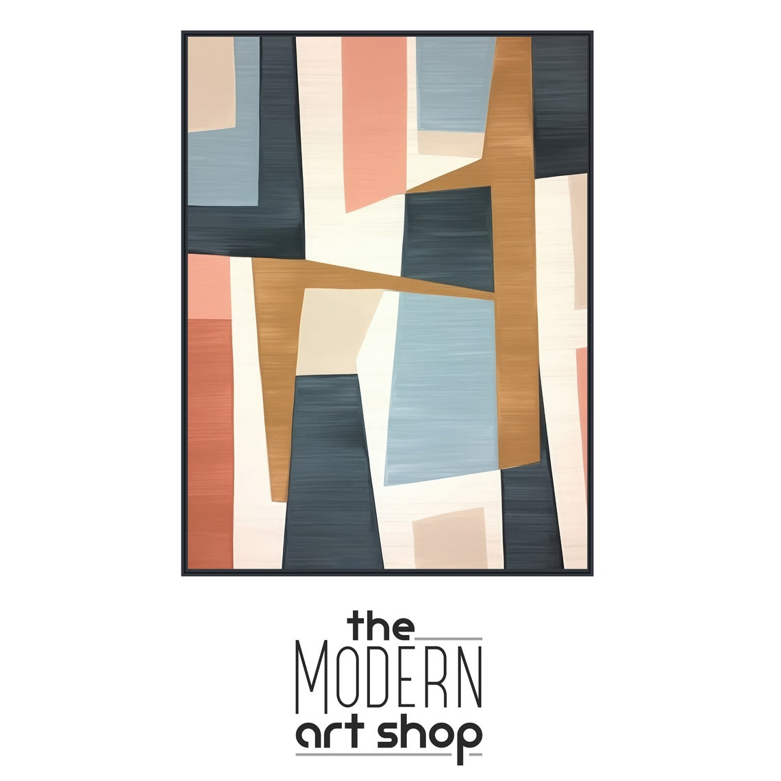 Large Mid Century Wall Art Framed Print Midcentury Modern Abstract Painting Large Geometric Artwork Atomic Tango - Image 4