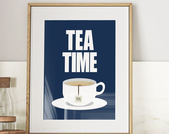 Tea Poster Kitchen Wall Art Drinks Poster Tea Wall Art Navy Decor Teatime Poster Wall Art Kitchen Gift Tea Lover