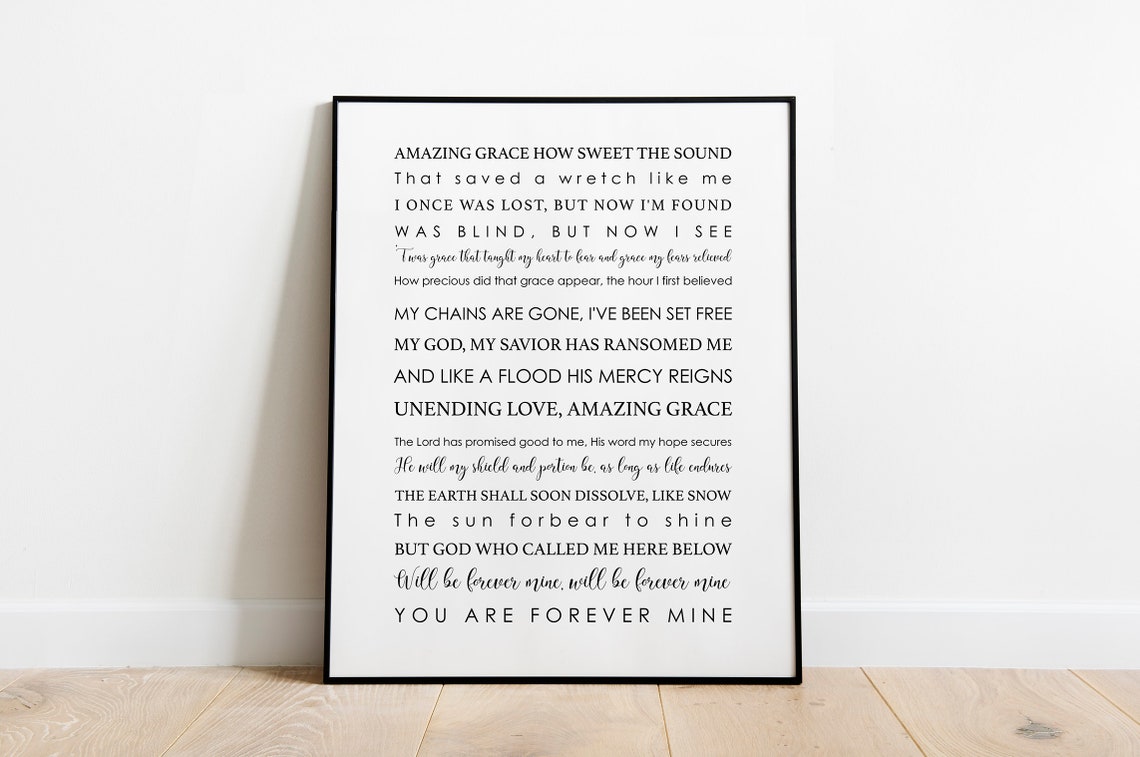 Amazing Grace Hymn Lyrics Typography Faith Gift Keepsake Poster - Image 4