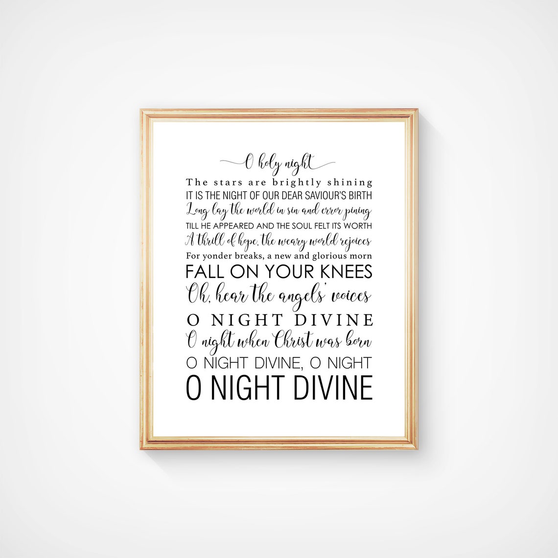 O Holy Night Christmas Hymn Lyrics Typography Holiday Poster - Image 3