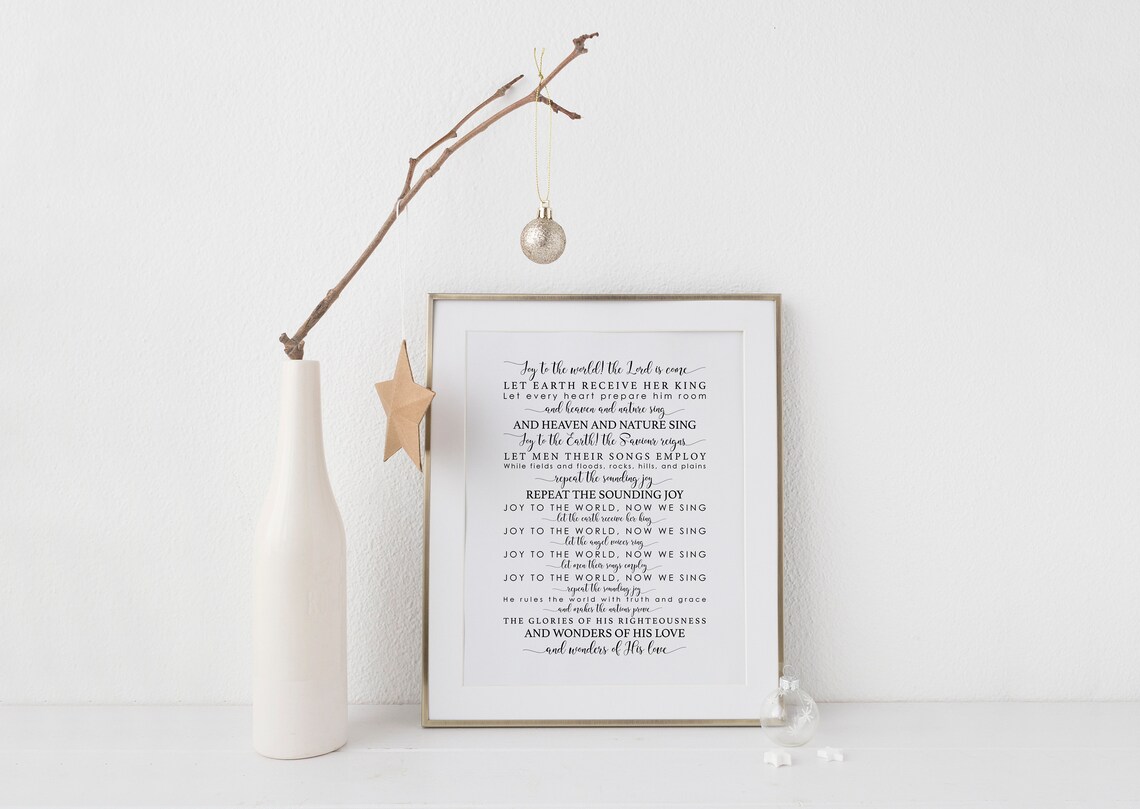 Joy to the World Christmas Carol Song Lyrics Typography Wall Art - Image 5