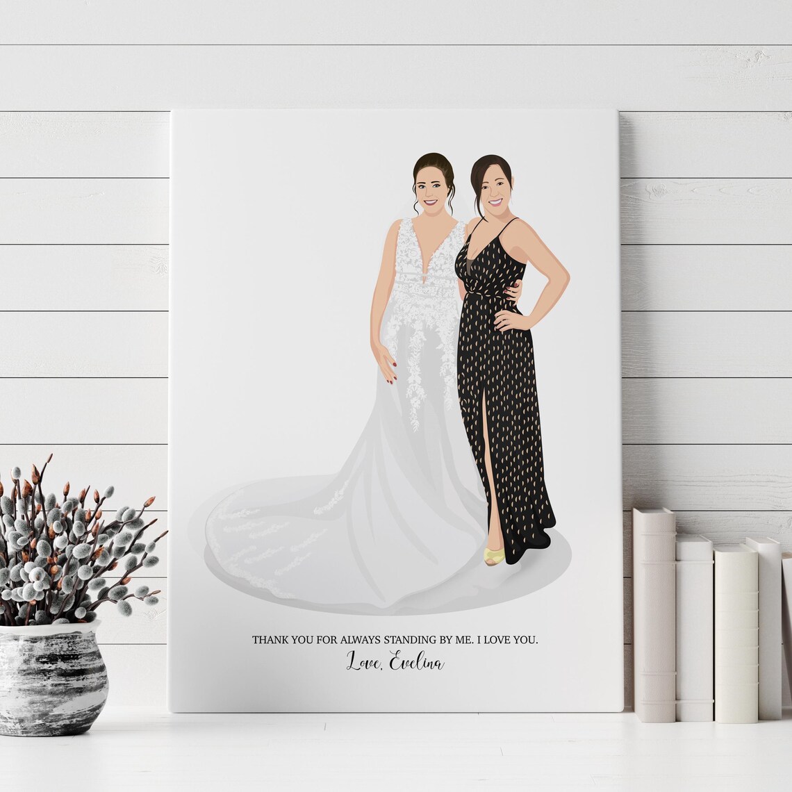 Holly and Martha Mother Daughter Wedding Portrait Illustration Poster - Image 5