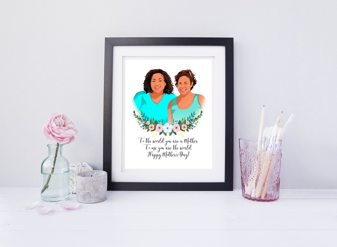 Mother And Daughter Gift I Love You Mom Print Mothers Day Gift Custom Family Portrait Family Illustration Personalized Gift For Mom - Image 6