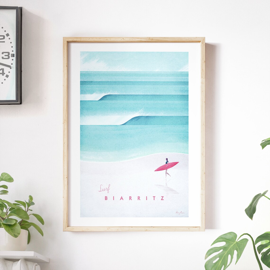 Biarritz Vintage Retro Travel Poster, Surf Art Print