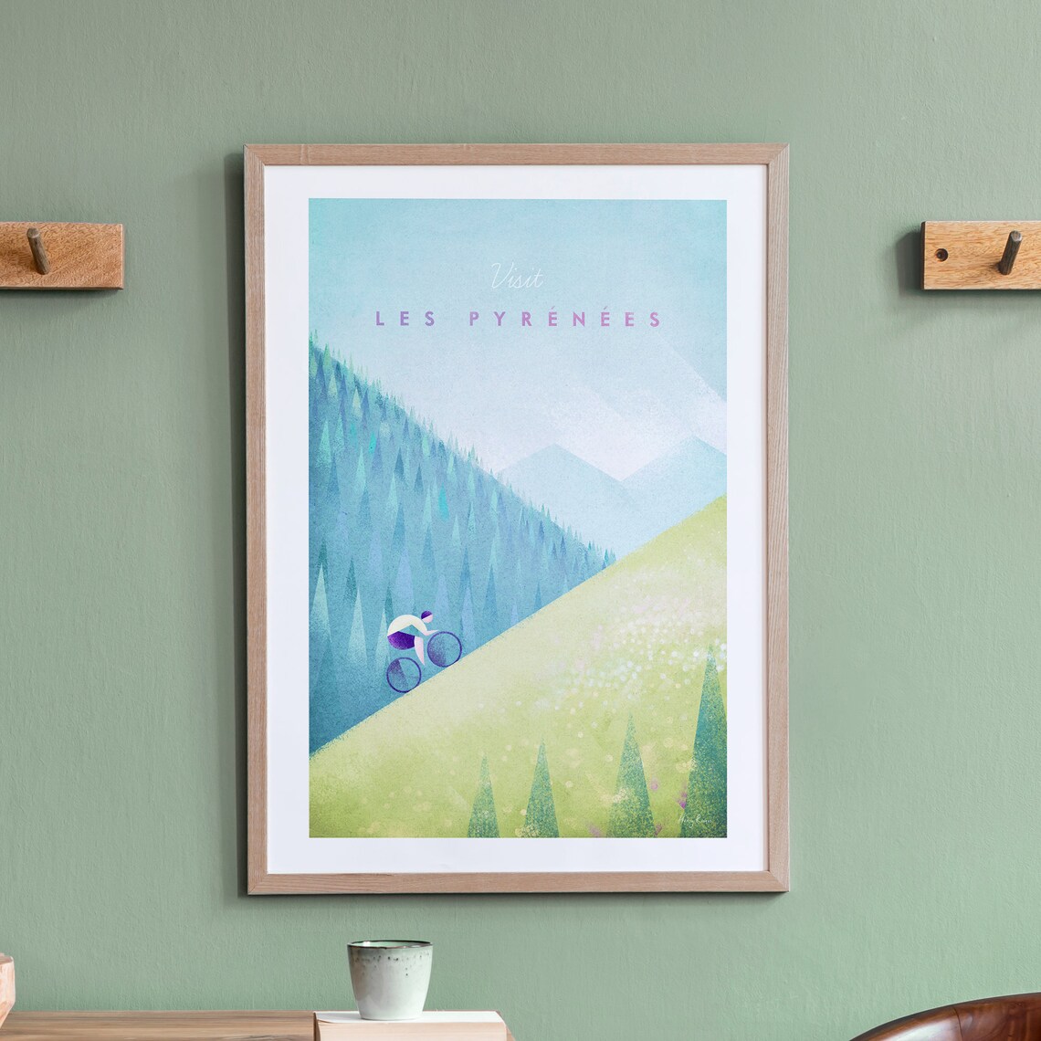 Pyrenees Cycling Travel Poster, Minimalist Vintage Retro