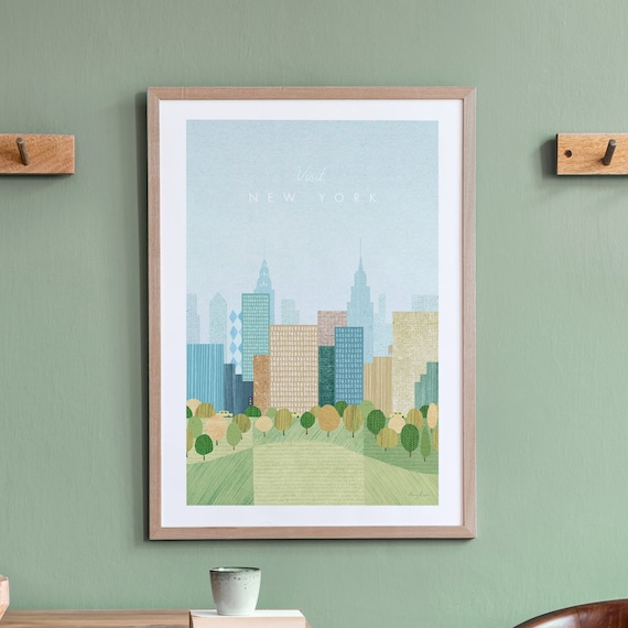 New York Vintage Travel Poster, Minimalist Travel Art