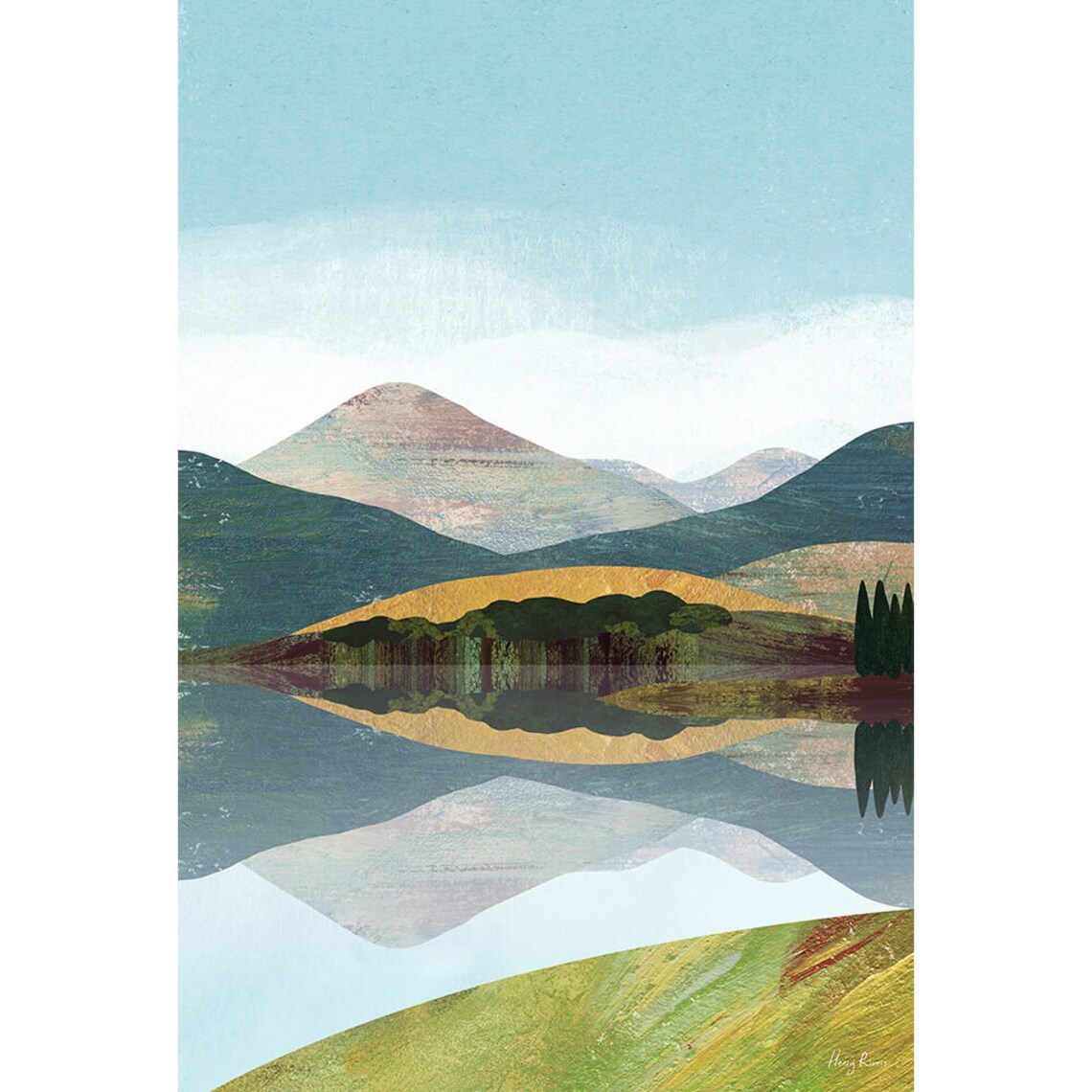 Mountain Lake by Henry Rivers, Landscape Art Print - Image 3