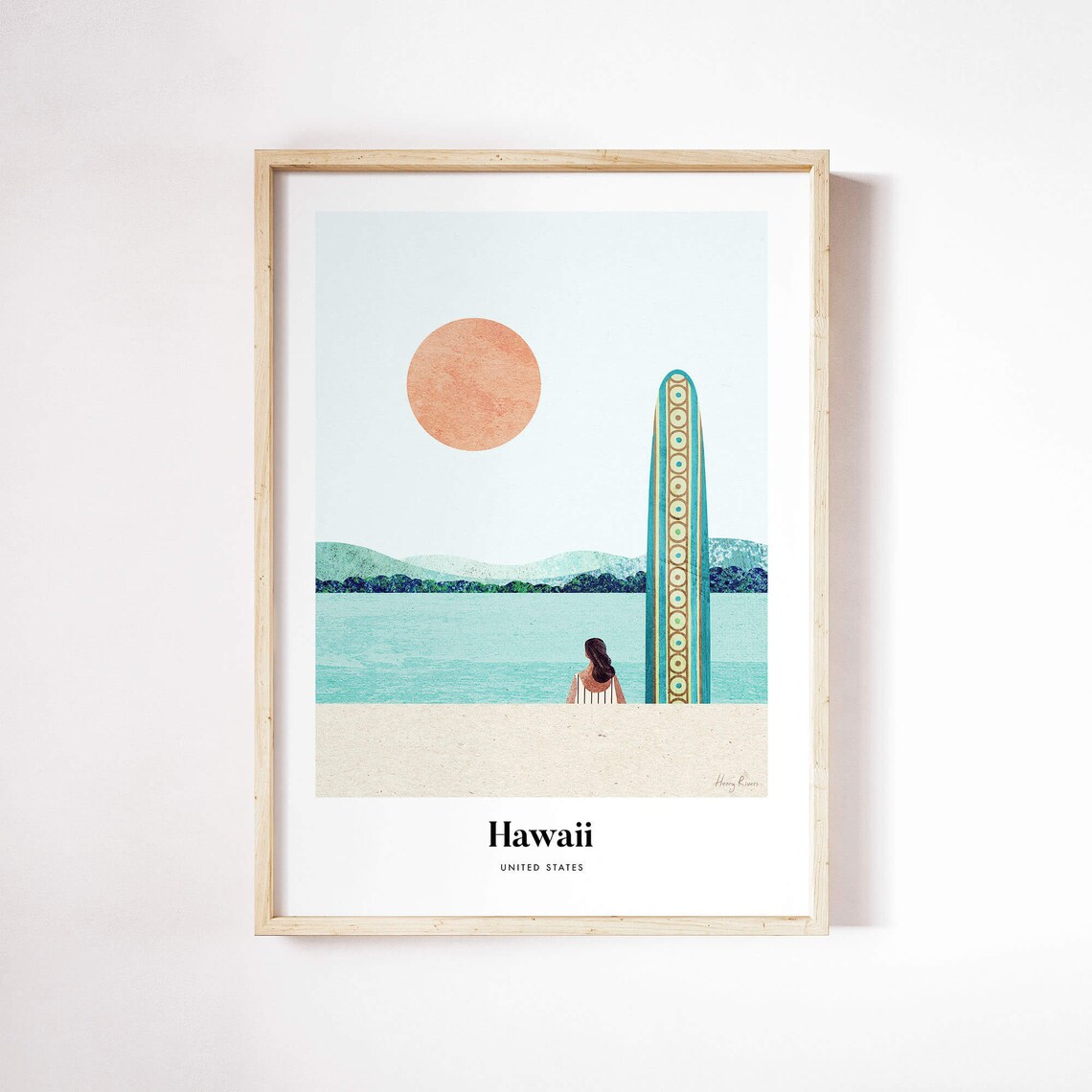 Hawaii by Henry Rivers, Vintage Travel Poster