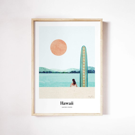 Hawaii by Henry Rivers, Vintage Travel Poster
