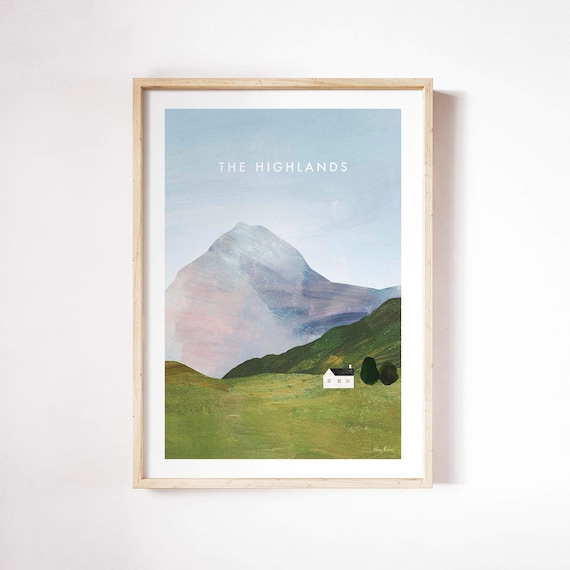 Highlands Scotland Travel Poster, Highland Cabin