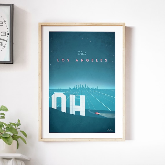 Los Angeles Vintage Travel Poster, Minimalist Travel Art