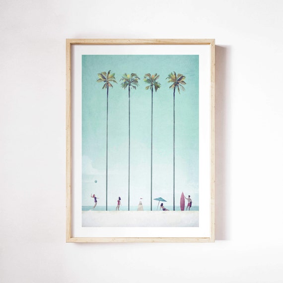 Palm Tree Beach by Henry Rivers, Beach Poster