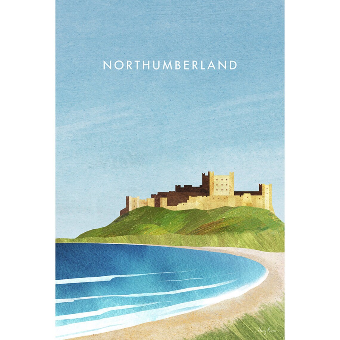 Bamburgh Castle Northumberland Travel Poster, Henry Rivers - Image 3