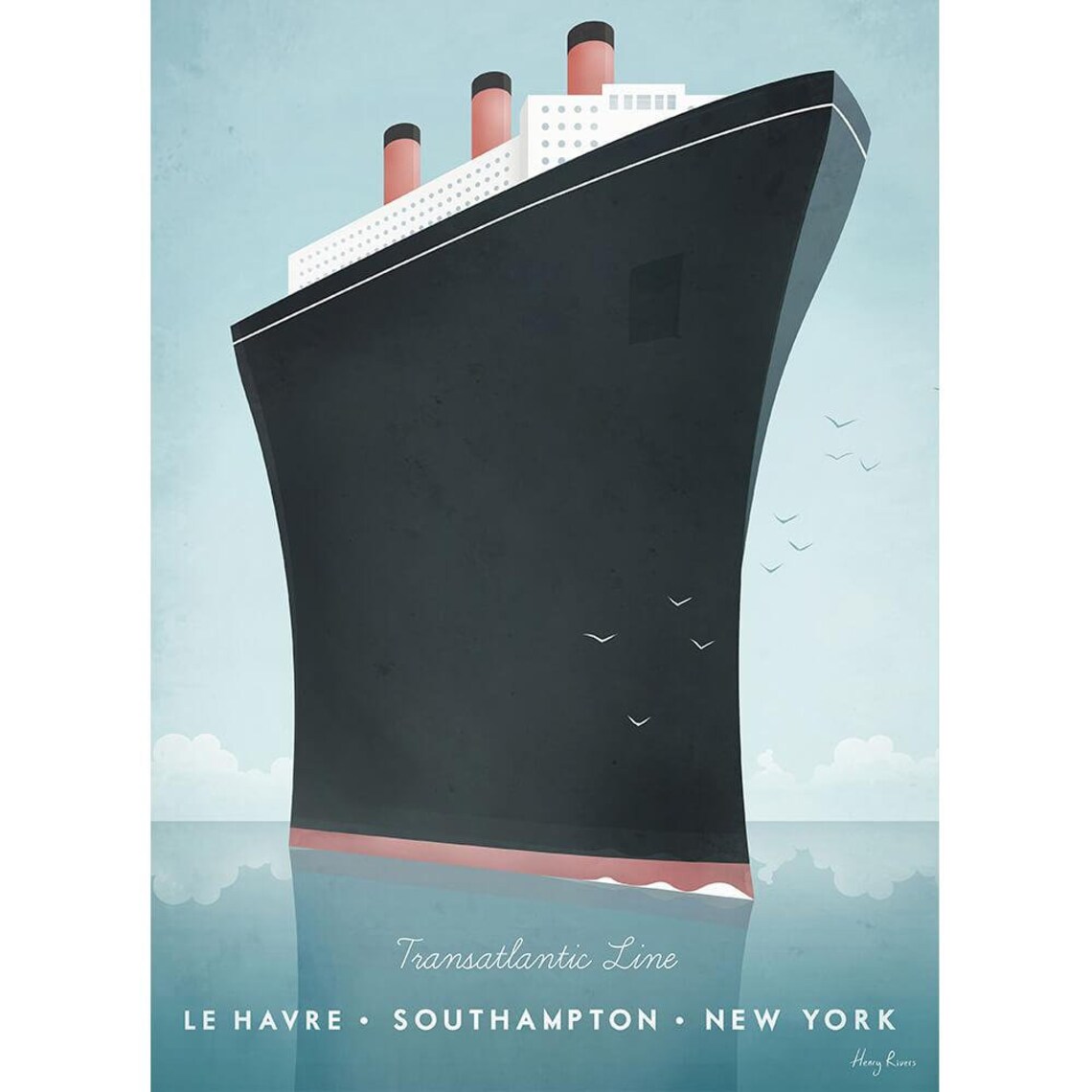 Transatlantic Line Travel Poster, Vintage Retro Style - Image 2