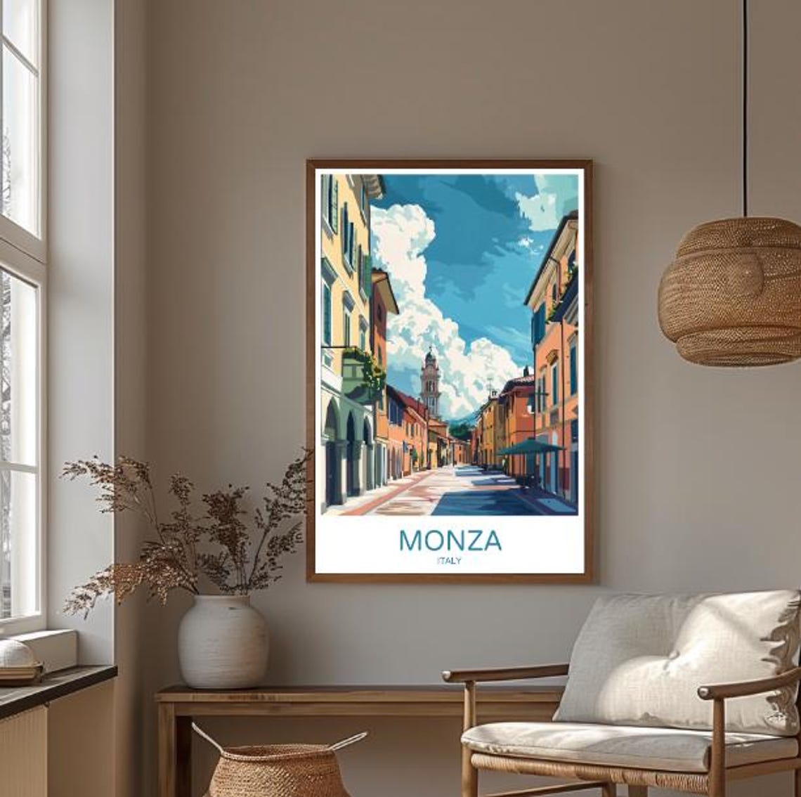 Monza Italy Travel Poster Vibrant Wall Art Of Monza Cathedral Royal Villa Italy Cityscape Print Italian Art Home Decor Travel Gift - Image 4
