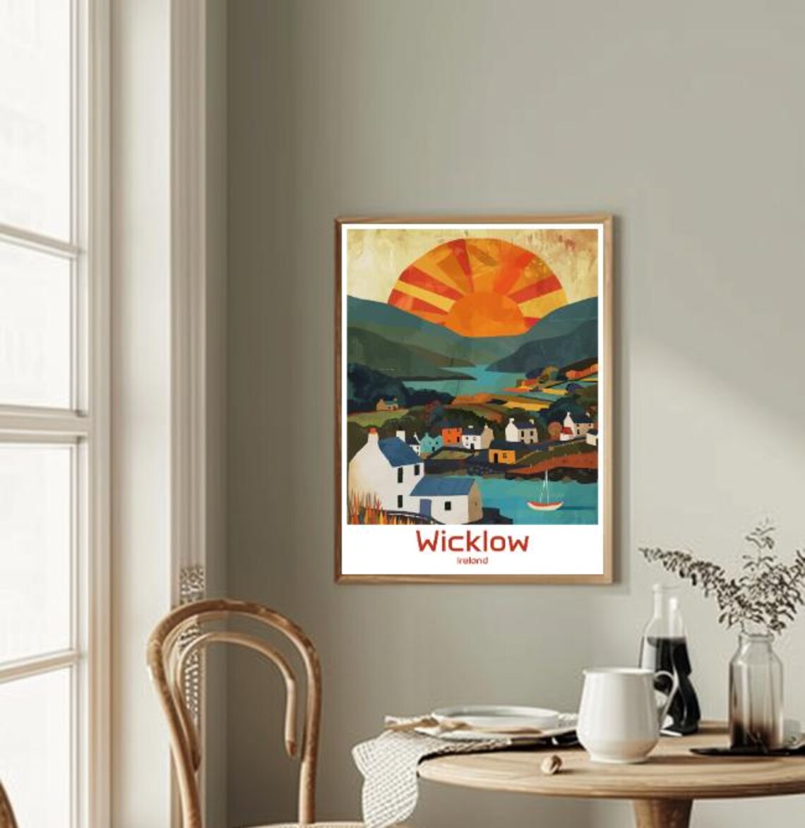 Wicklow Ireland Harbor Village Sunset Boats Coastal Scene Poster - Image 2