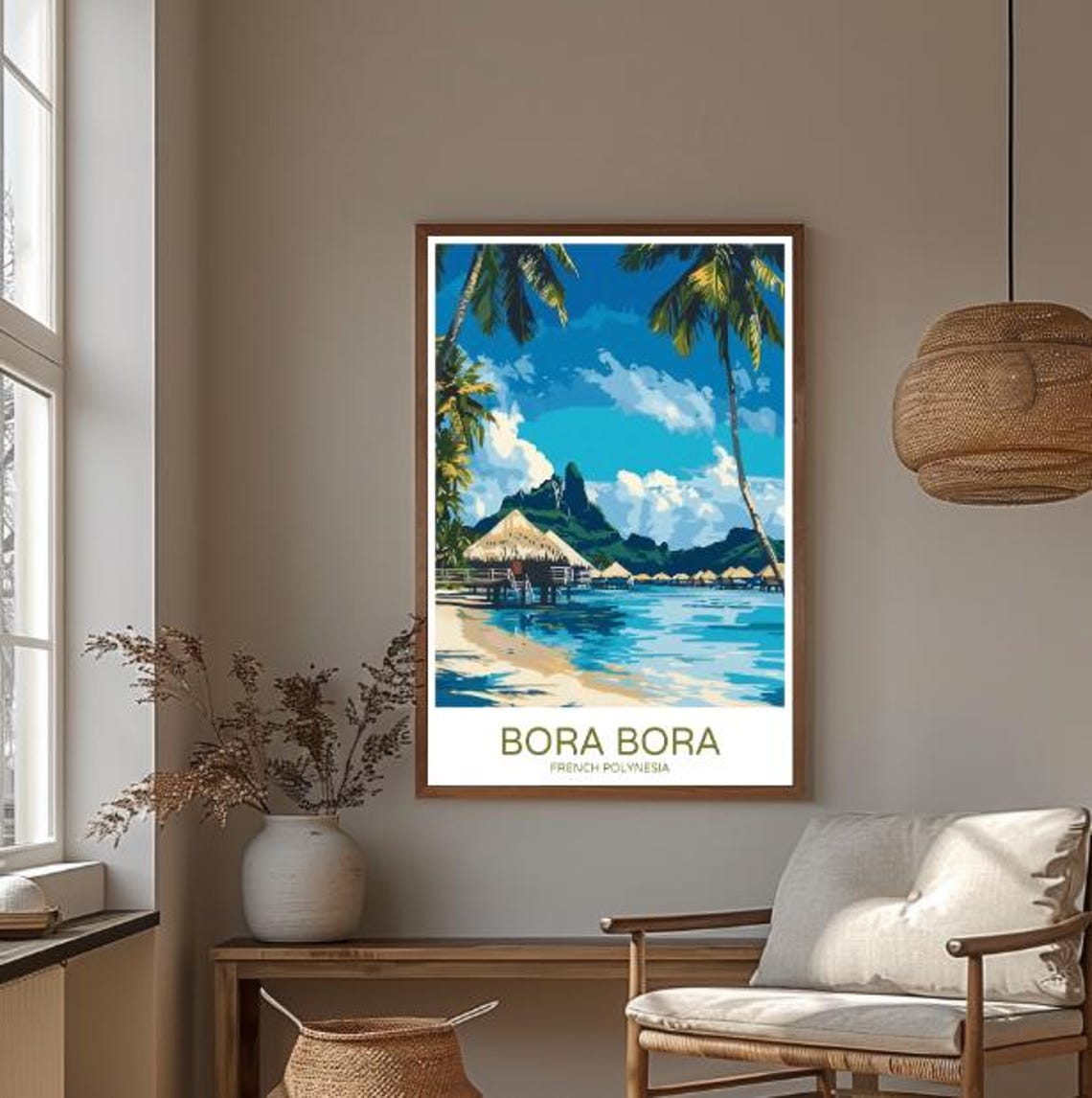 Bora Bora French Polynesia Overwater Bungalows Tropical Poster - Image 3