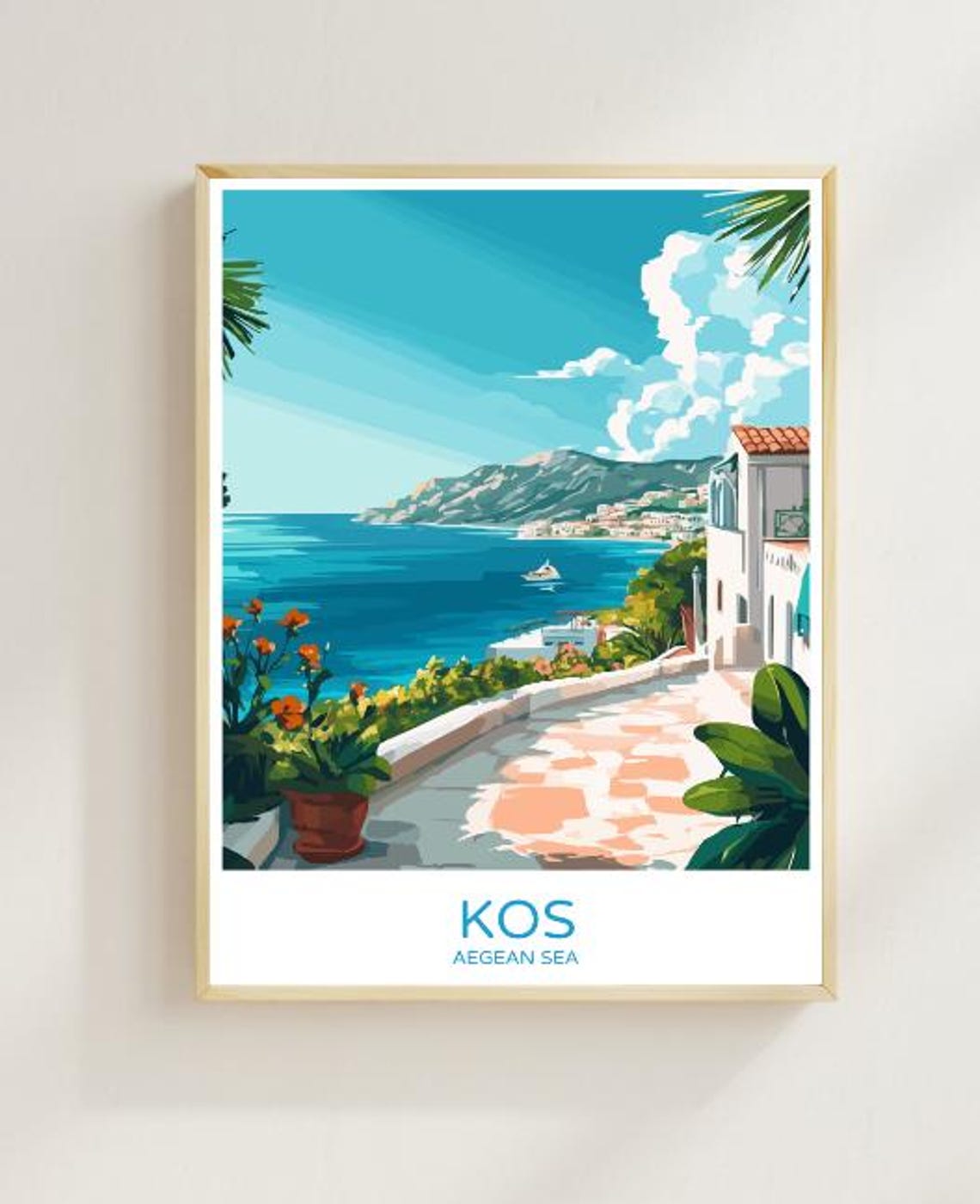 Kos Aegean Sea Greece Coastal Terrace White Villa Ocean View Poster
