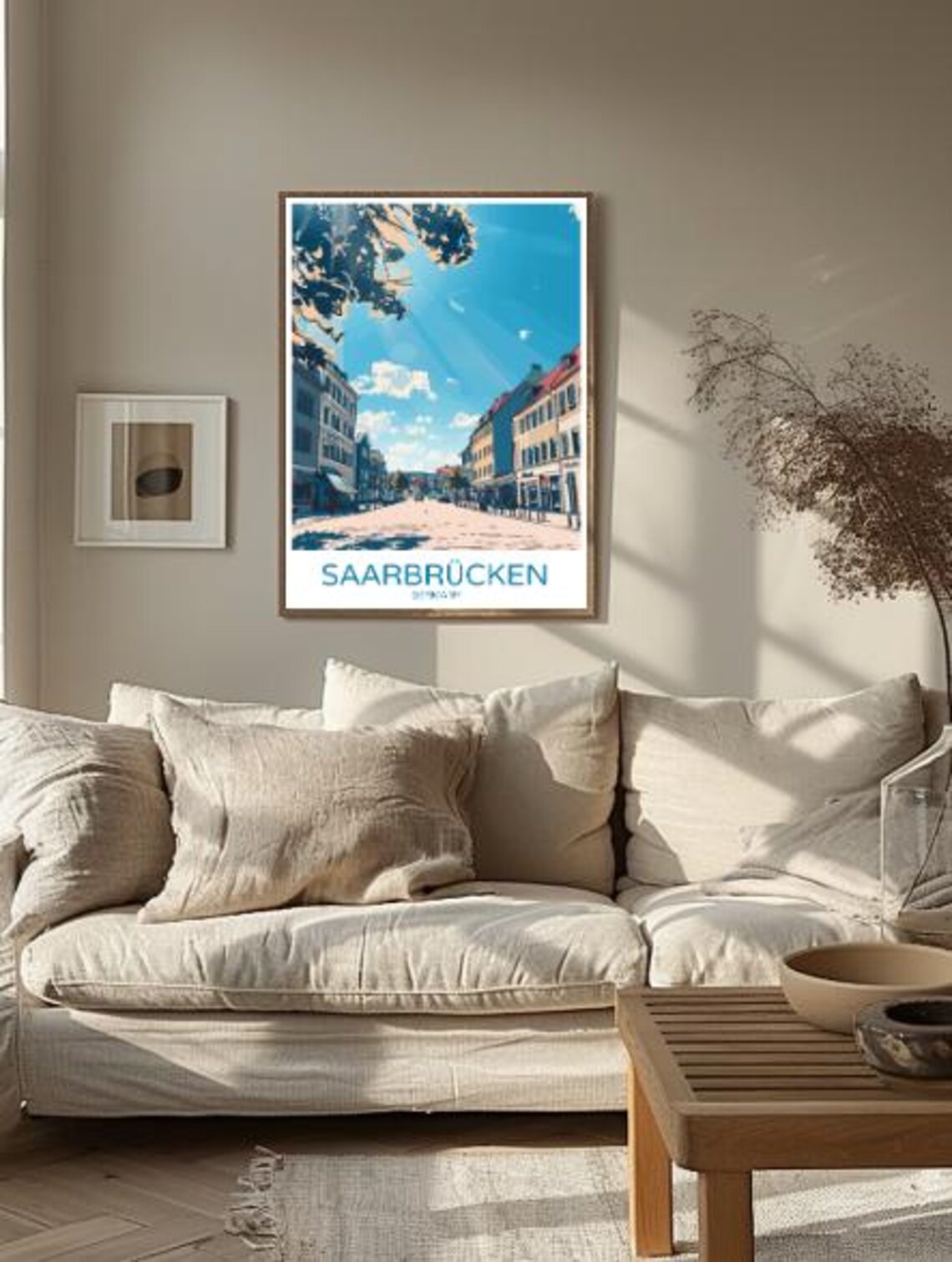 Saarbrucken Germany Sunny City Street Downtown Cityscape Travel Poster - Image 2